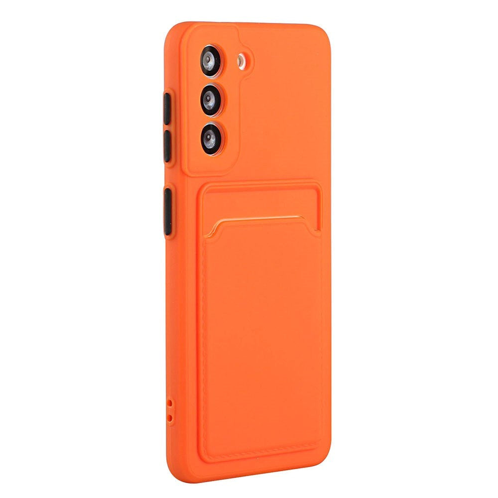 Samsung Galaxy S23+ (Plus) Fleksibel Plastik Bagside Cover m. Kortholder - Orange