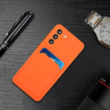 Samsung Galaxy S23+ (Plus) Fleksibel Plastik Bagside Cover m. Kortholder - Orange