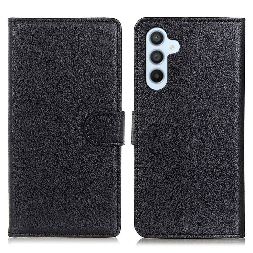 Samsung Galaxy A24 Litchi Læder Flip Cover m. Pung - Sort