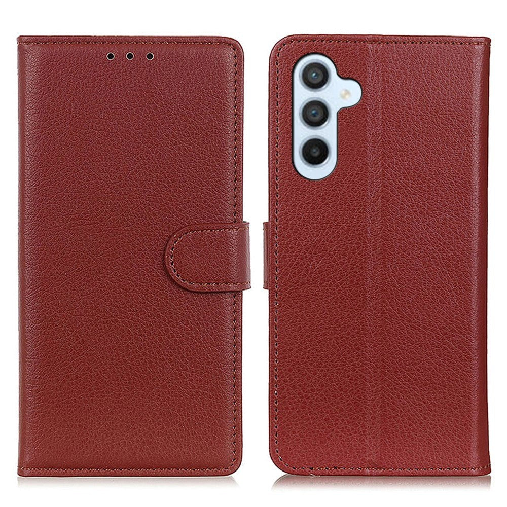 Samsung Galaxy A24 Litchi Læder Flip Cover m. Pung - Brun