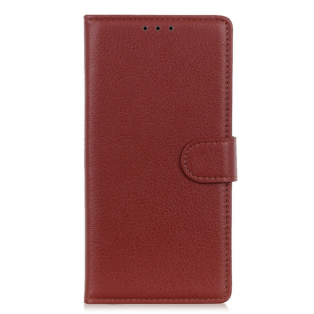 Samsung Galaxy A24 Litchi Læder Flip Cover m. Pung - Brun