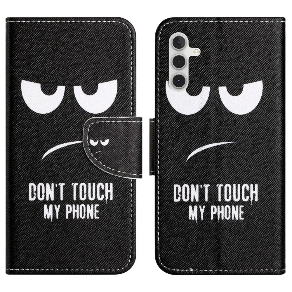 Samsung Galaxy A24 Læder Flip Cover m. Pung & Ståfunktion - "Don't Touch my Phone"