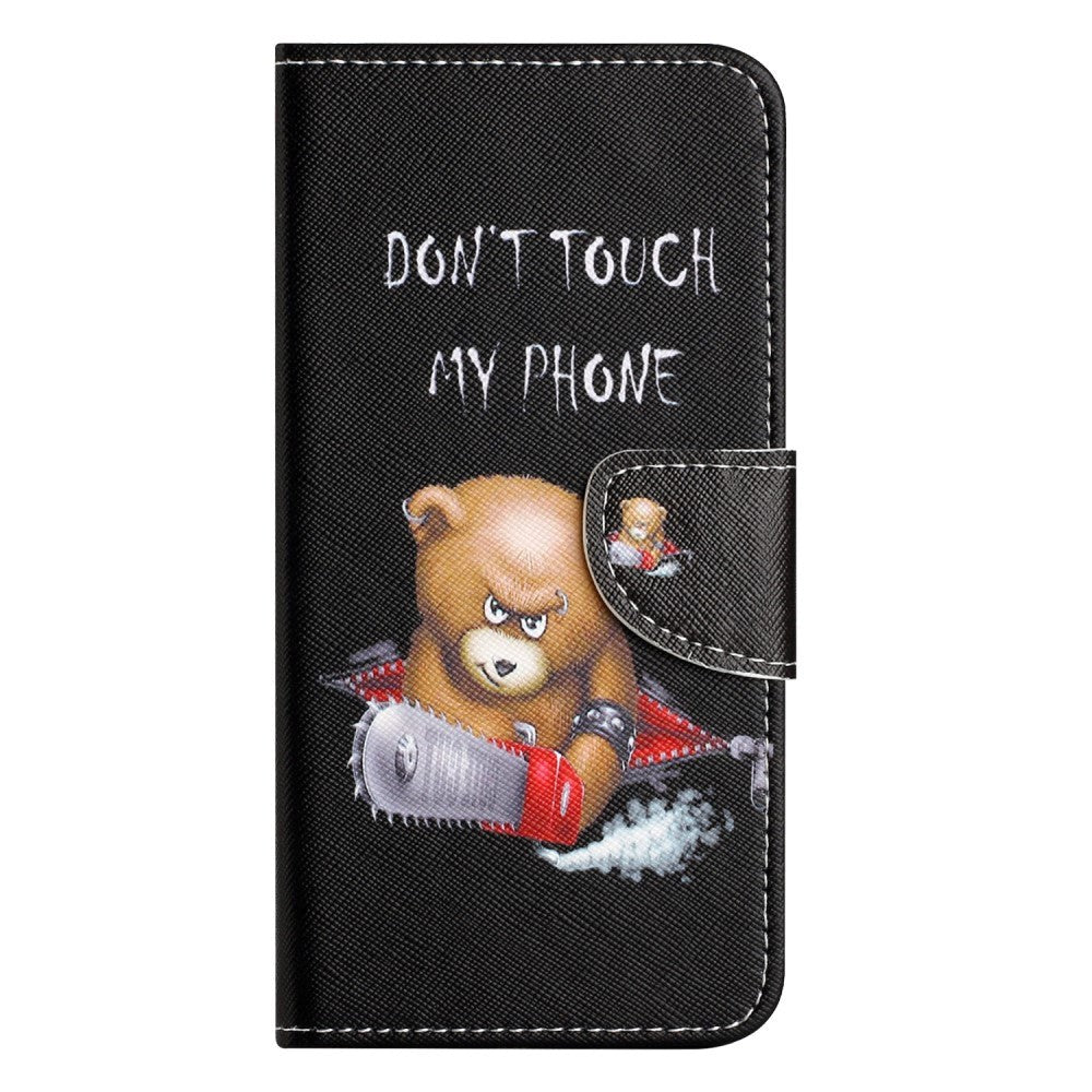 Samsung Galaxy A24 Læder Flip Cover m. Pung & Ståfunktion - "Don't Touch my Phone" Bjørn