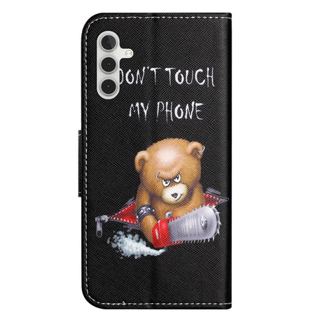 Samsung Galaxy A24 Læder Flip Cover m. Pung & Ståfunktion - "Don't Touch my Phone" Bjørn