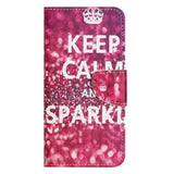 Samsung Galaxy A24 Læder Flip Cover m. Pung & Ståfunktion - "Keep Calm and Sparkle"