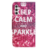 Samsung Galaxy A24 Læder Flip Cover m. Pung & Ståfunktion - "Keep Calm and Sparkle"