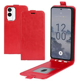 Nokia X30 Vertikalt Flip Læder Cover m. Kortholder - Rød