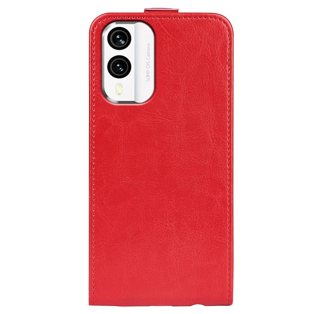 Nokia X30 Vertikalt Flip Læder Cover m. Kortholder - Rød