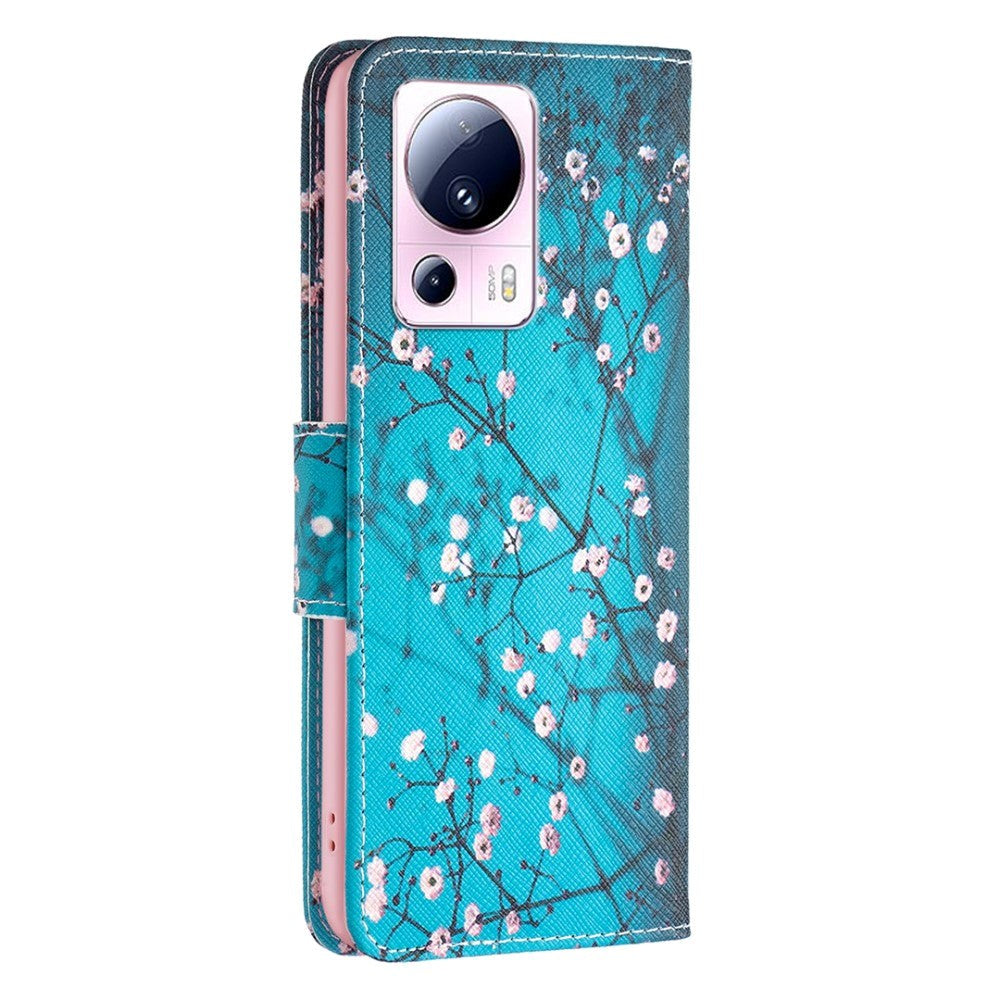 Xiaomi 13 Lite Cover m. Pung i Læder - Blomstergrene