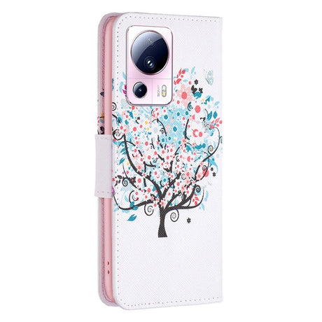 Xiaomi 13 Lite Cover m. Pung i Læder - Blomstertræ