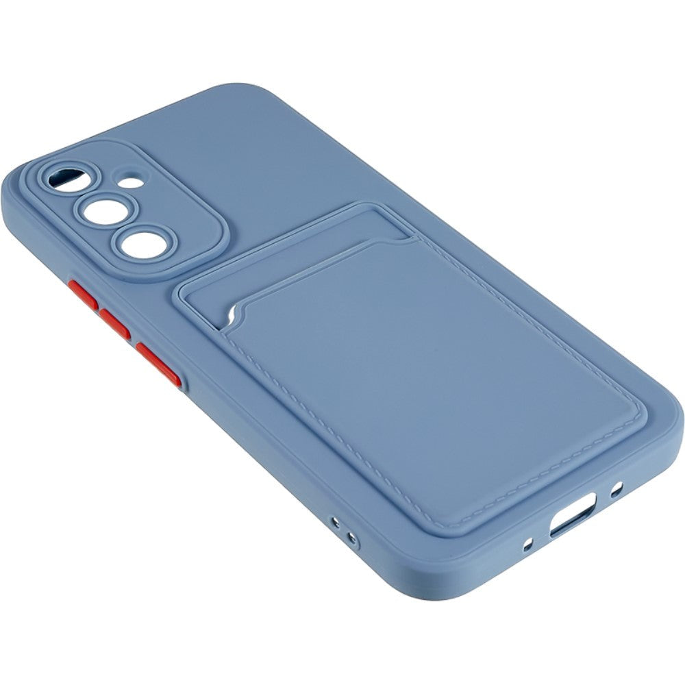 Samsung Galaxy A54 (5G) Fleksibel Plastik Bagside Cover m. Kortholder - Gråblå