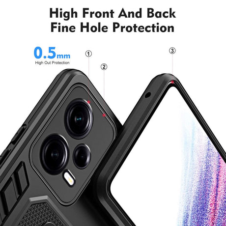 Xiaomi Redmi Note 12 Pro (5G) Håndværker Bagside Cover m. Kickstand & Silikone Finger Ring - Sort