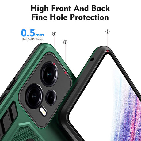 Xiaomi Redmi Note 12 Pro (5G) Håndværker Bagside Cover m. Kickstand & Silikone Finger Ring - Grøn