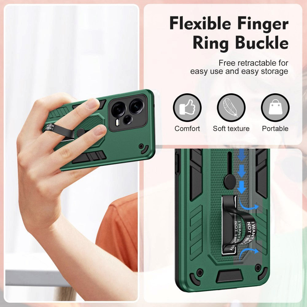 Xiaomi Redmi Note 12 Pro (5G) Håndværker Bagside Cover m. Kickstand & Silikone Finger Ring - Grøn