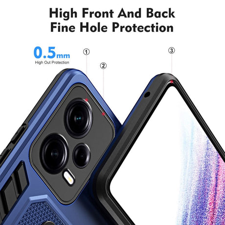 Xiaomi Redmi Note 12 Pro (5G) Håndværker Bagside Cover m. Kickstand & Silikone Finger Ring - Blå