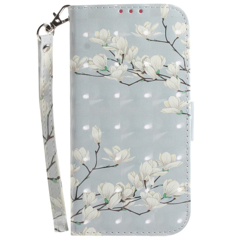 Sony Xperia 1 V Læder Flip Cover m. Print - Magnolia Blomster