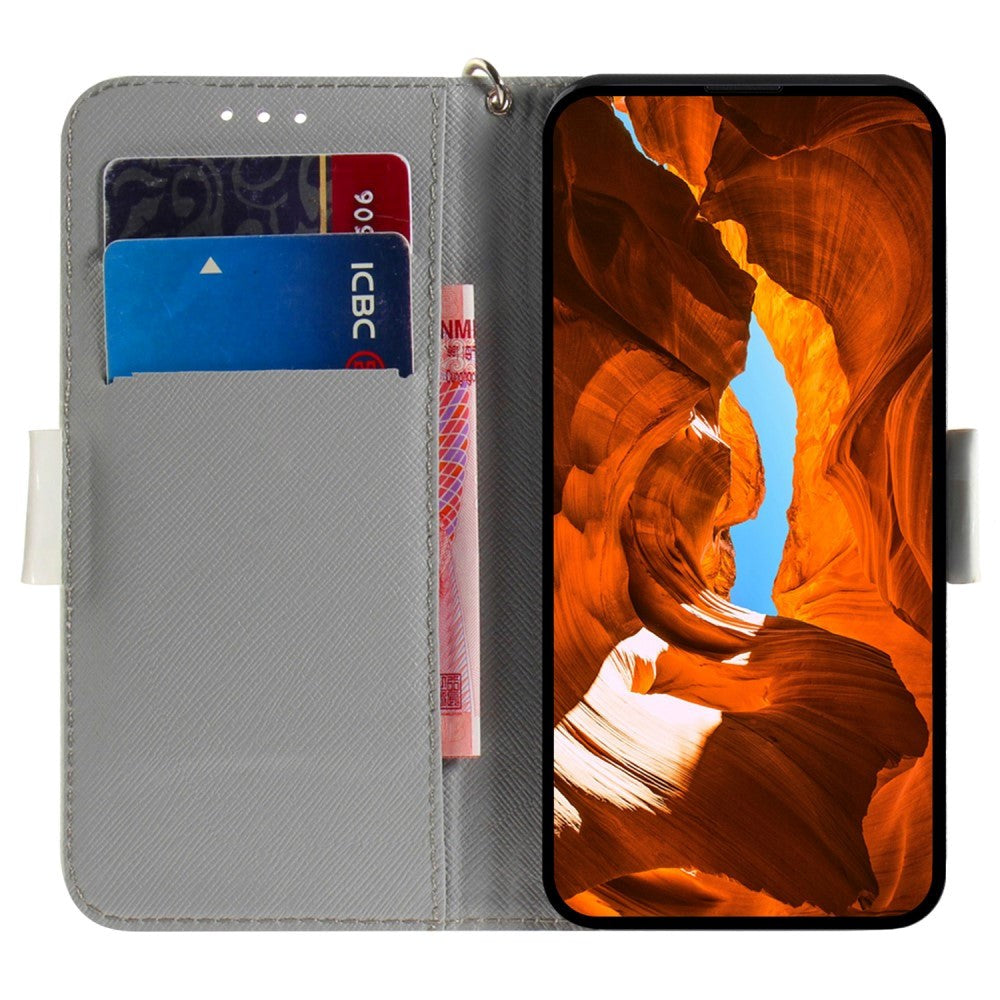 Sony Xperia 1 V Læder Flip Cover m. Print - Hvide Blomster