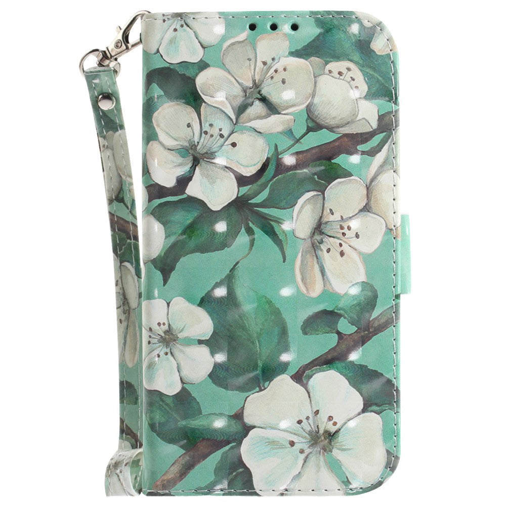 Sony Xperia 1 V Læder Flip Cover m. Print - Hvide Blomster