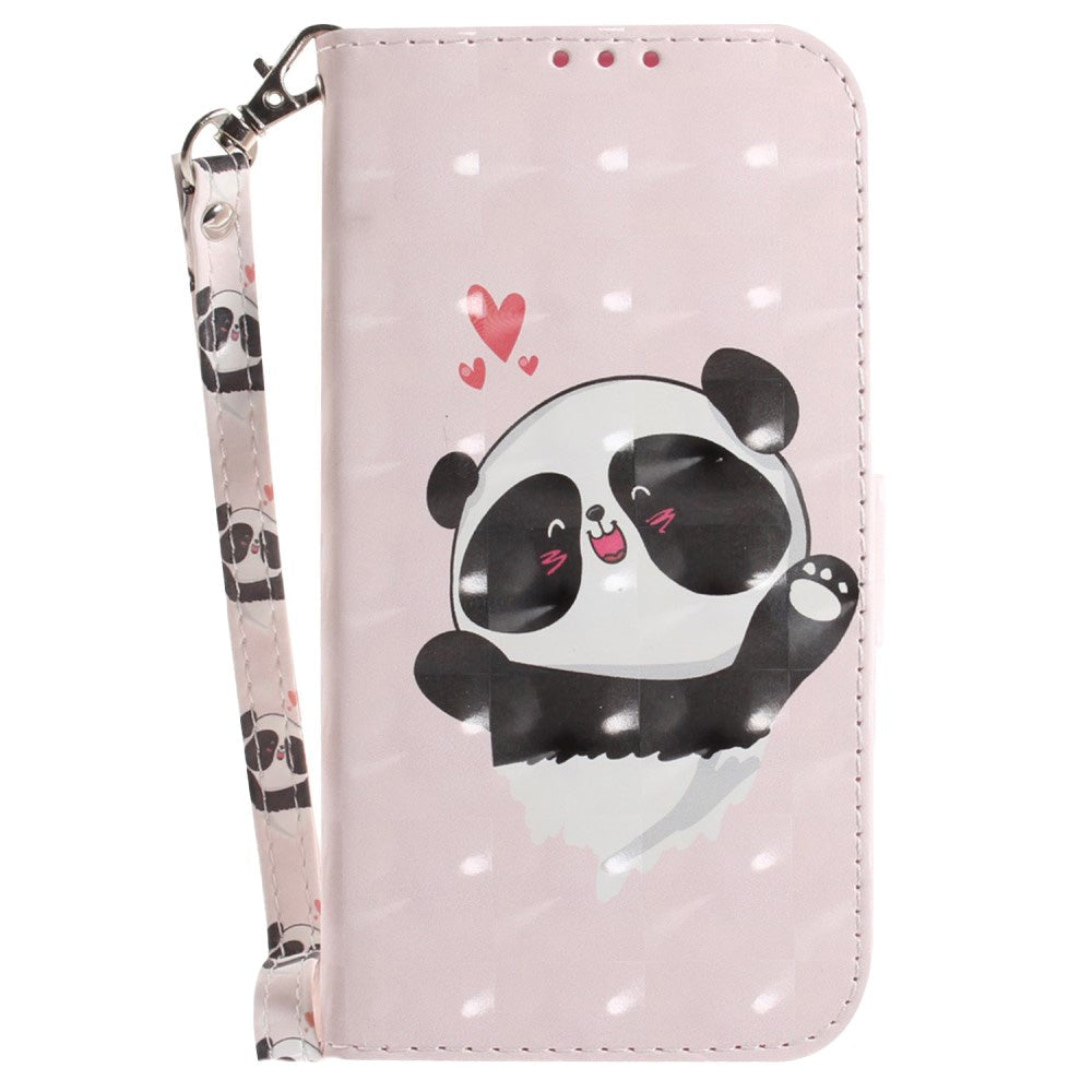 Sony Xperia 1 V Læder Flip Cover m. Print - Glad Panda