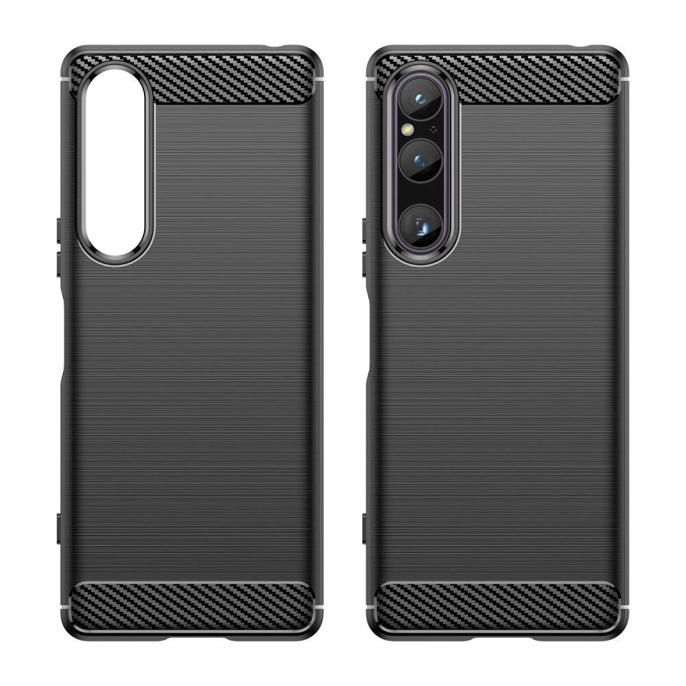 Sony Xperia 1 V Brushed Carbon Bagside Cover - Sort