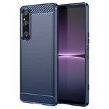 Sony Xperia 1 V Brushed Carbon Bagside Cover - Blå