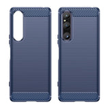 Sony Xperia 1 V Brushed Carbon Bagside Cover - Blå