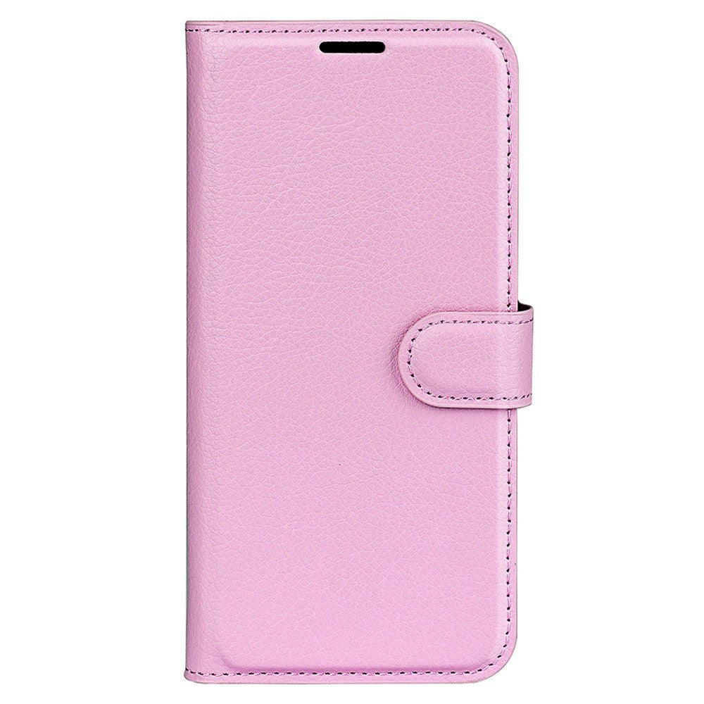 Sony Xperia 1 V Litchi Læder Flip Cover m. Pung - Lyserød