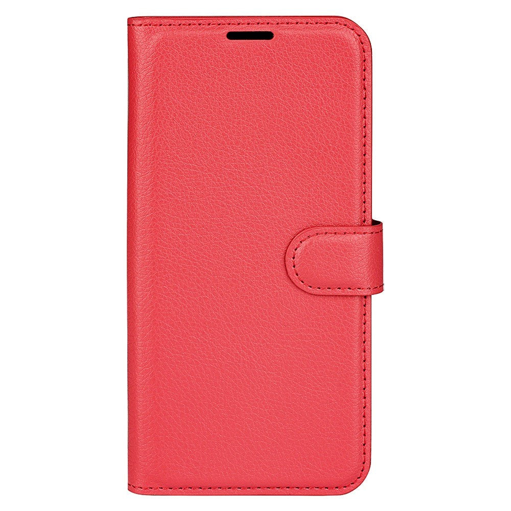 Sony Xperia 1 V Litchi Læder Flip Cover m. Pung - Rød