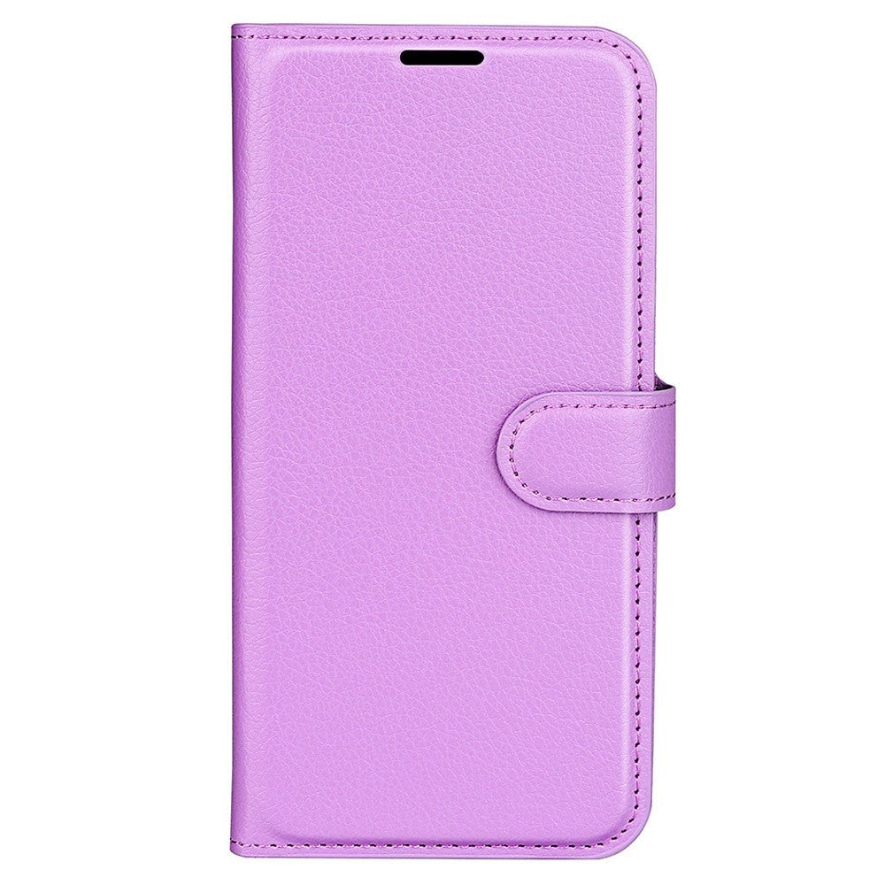 Sony Xperia 1 V Litchi Læder Flip Cover m. Pung - Lilla