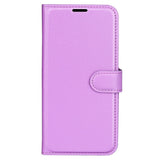 Sony Xperia 1 V Litchi Læder Flip Cover m. Pung - Lilla