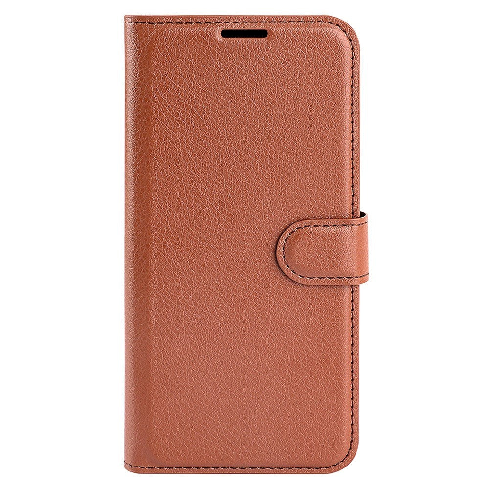 Sony Xperia 1 V Litchi Læder Flip Cover m. Pung - Brun