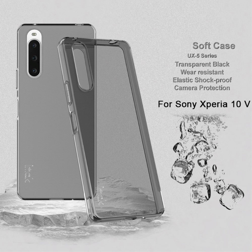 Sony Xperia 10 V IMAK Fleksibel Plastik Bagside Cover - Gennemsigtig / Sort