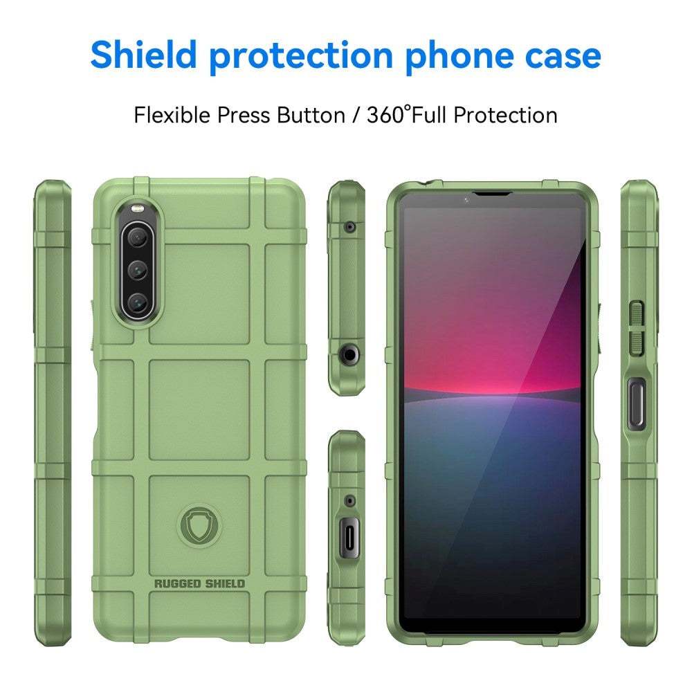 Sony Xperia 10 V Rugged Shield Series Håndværker Bagside Cover - Grøn