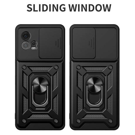 Motorola Moto G72 Håndværker Bagside Cover m. Magnetisk Kickstand & Cam Slider - Sort