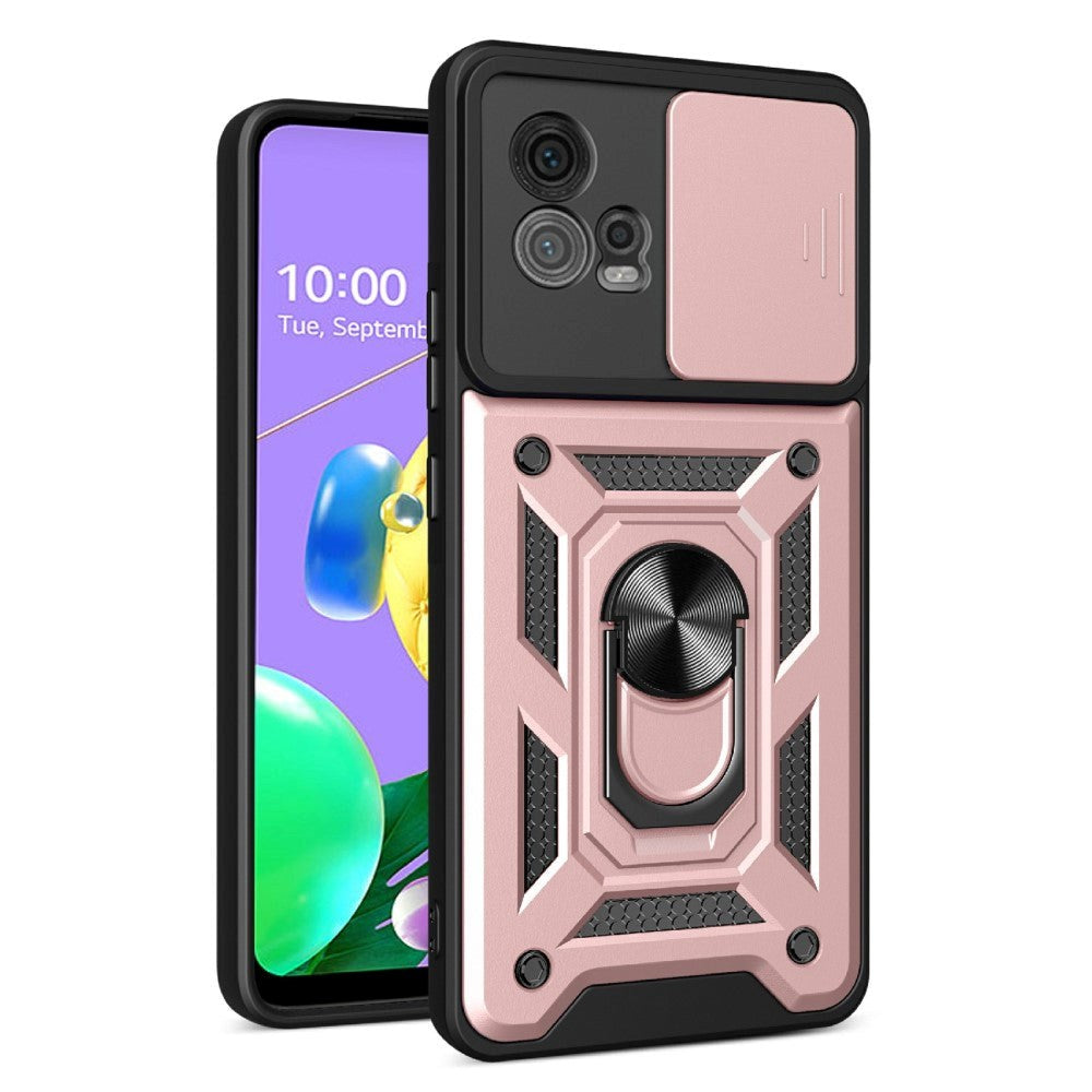 Motorola Moto G72 Håndværker Bagside Cover m. Magnetisk Kickstand & Cam Slider - Rose Gold