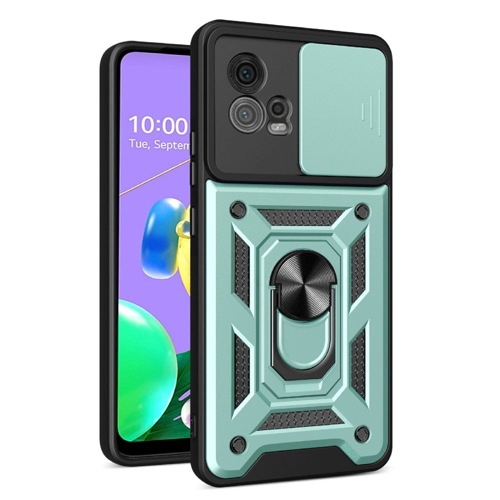 Motorola Moto G72 Håndværker Bagside Cover m. Magnetisk Kickstand & Cam Slider - Grøn