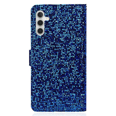 Samsung Galaxy A24 Læder Flip Cover m. Pung & Strop - Glitter Design - Blå