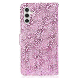 Samsung Galaxy A34 (5G) Læder Flip Cover m. Pung & Strop - Glitter Design - Lyserød