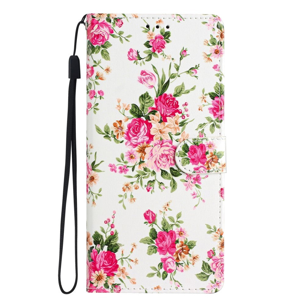 Google Pixel 7 Kunst Læder Flip Cover m. Pung og Strop - Blomster