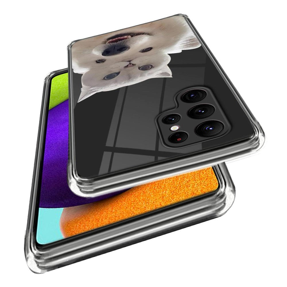 Samsung Galaxy S23 Ultra Plastik Transparent Bagside Cover m. Motiv - Hund & Kat