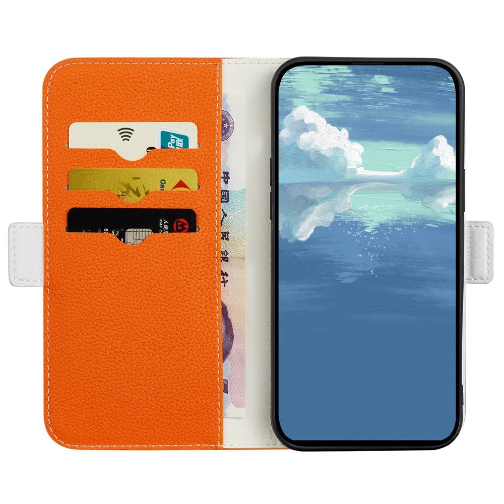 Samsung Galaxy A24 PU Litchi Læder Flip Cover m. Magnetisk Luk - Orange