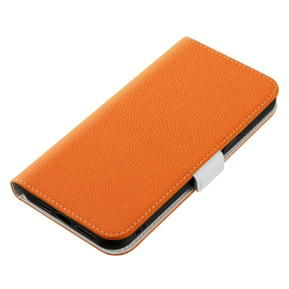 Samsung Galaxy A34 (5G) PU Litchi Læder Mobil Cover m. Magnetisk Luk - Orange