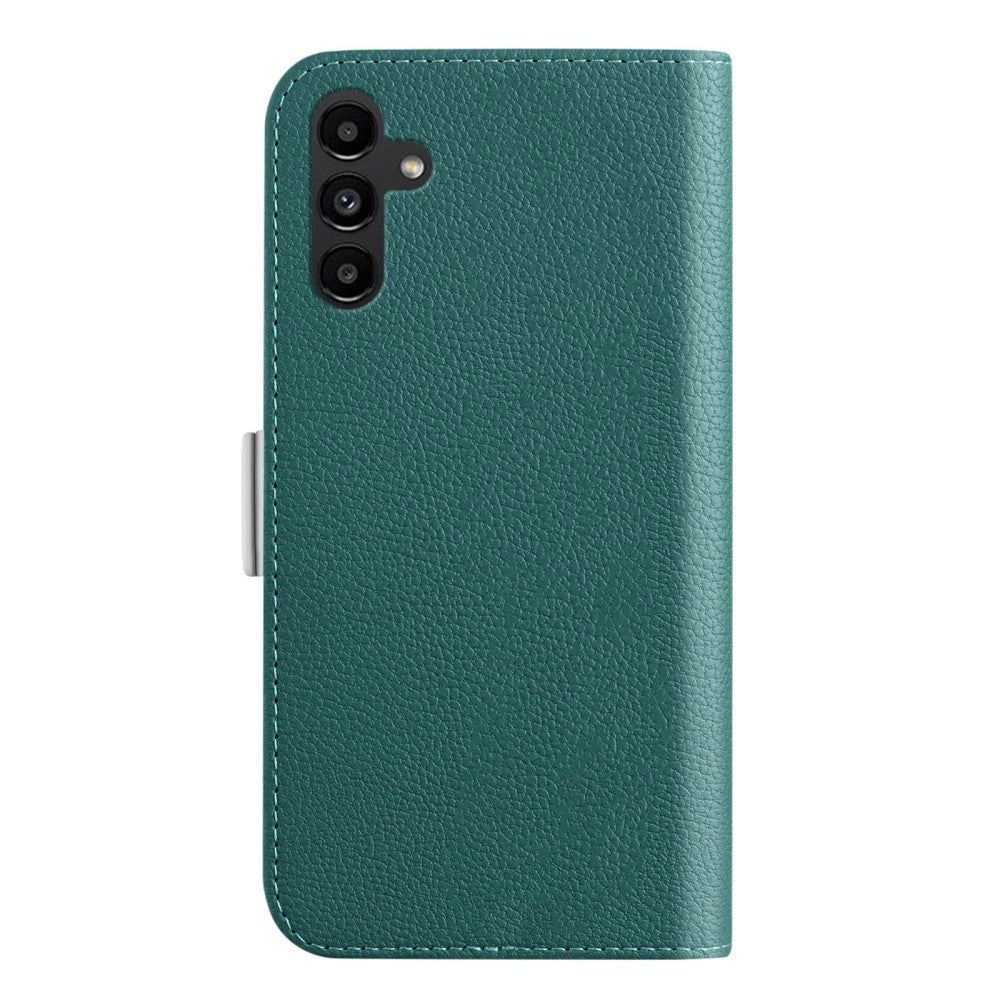 Samsung Galaxy A24 PU Litchi Læder Flip Cover m. Magnetisk Luk - Grøn