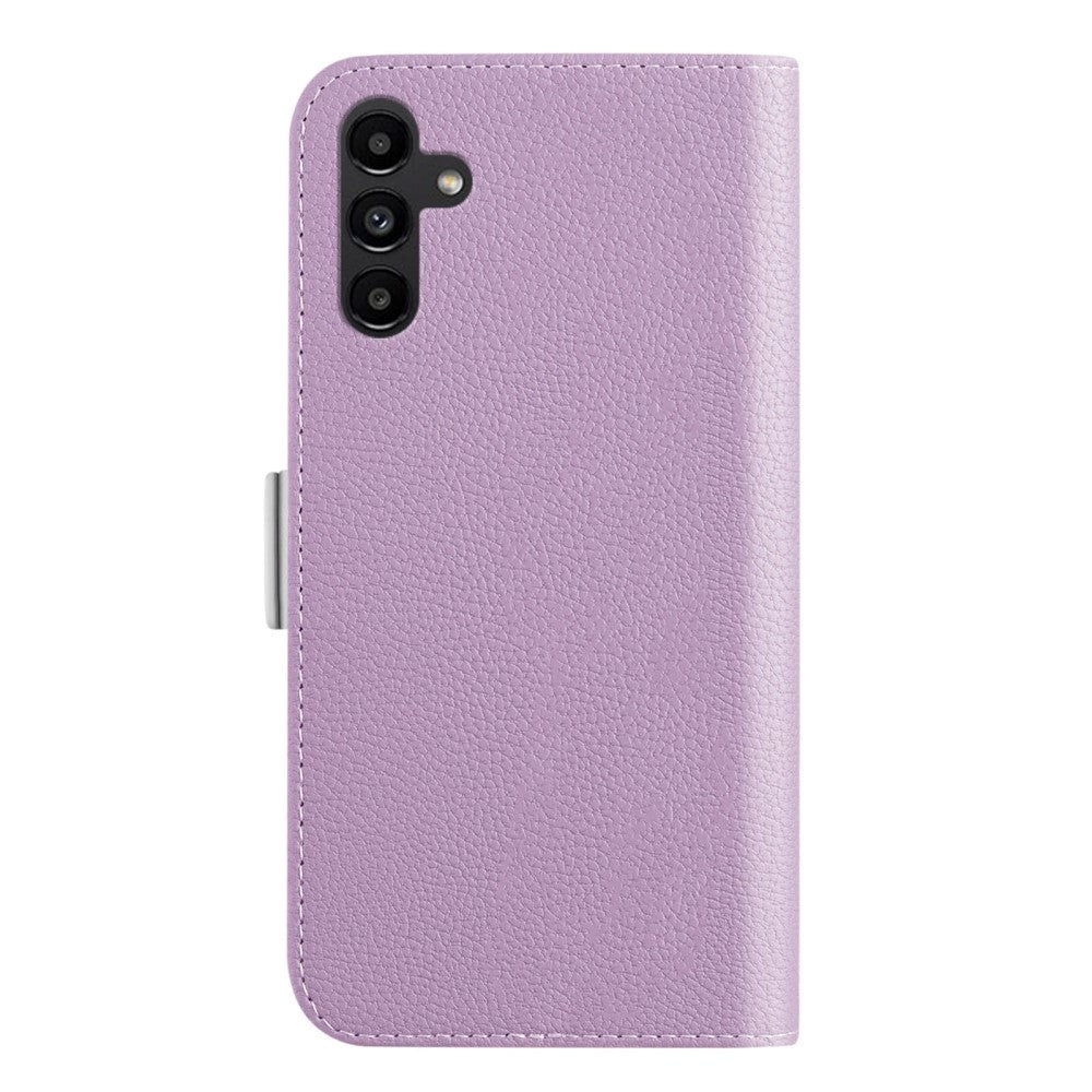 Samsung Galaxy A24 PU Litchi Læder Flip Cover m. Magnetisk Luk - Lilla