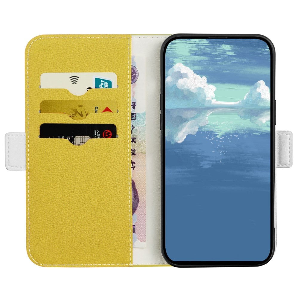 Samsung Galaxy A24 PU Litchi Læder Flip Cover m. Magnetisk Luk - Gul