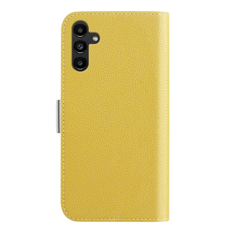 Samsung Galaxy A24 PU Litchi Læder Flip Cover m. Magnetisk Luk - Gul