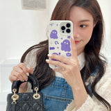 iPhone 14 Pro Fleksibel Plastik Bagside Cover m. Motiv - Lilla Spøgelser