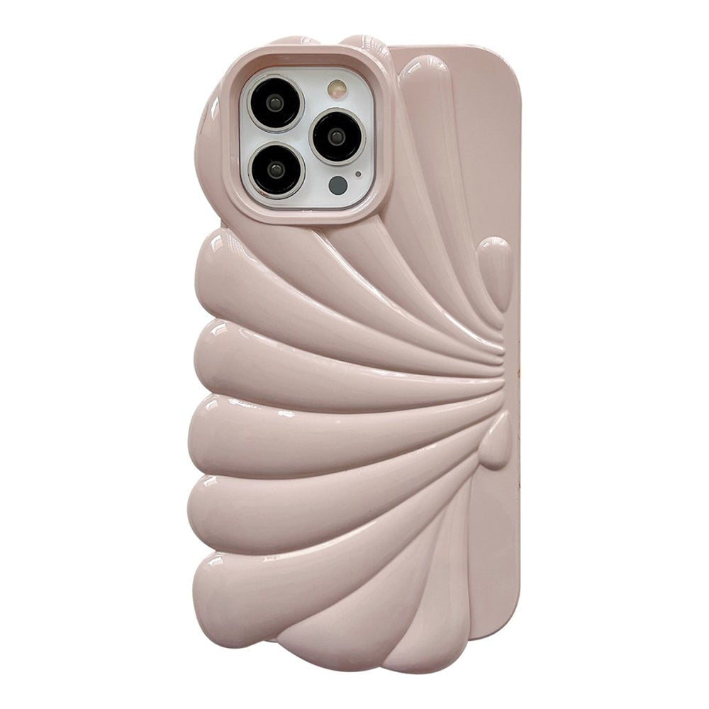 iPhone 14 Pro Fleksibelt Cover - Muslingeskal Design - Lyserød