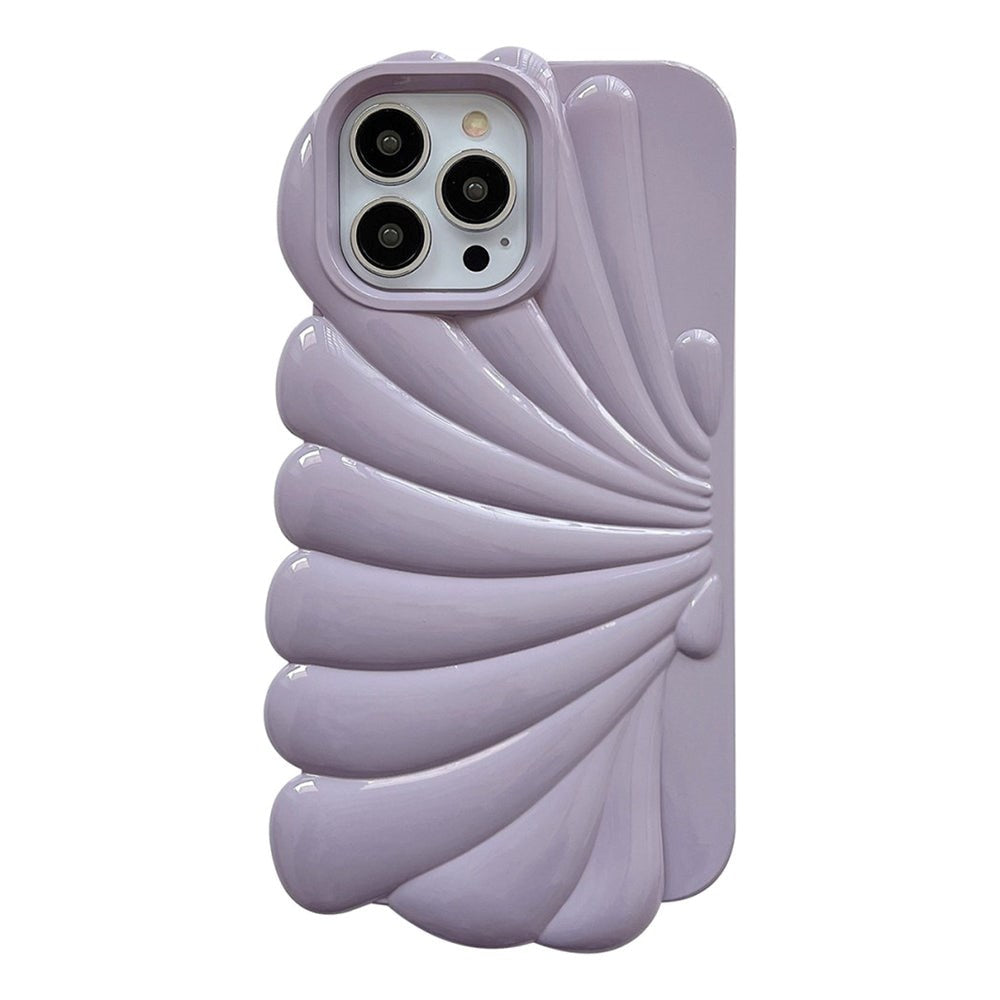 iPhone 14 Pro Fleksibelt Cover - Muslingeskal Design - Lilla