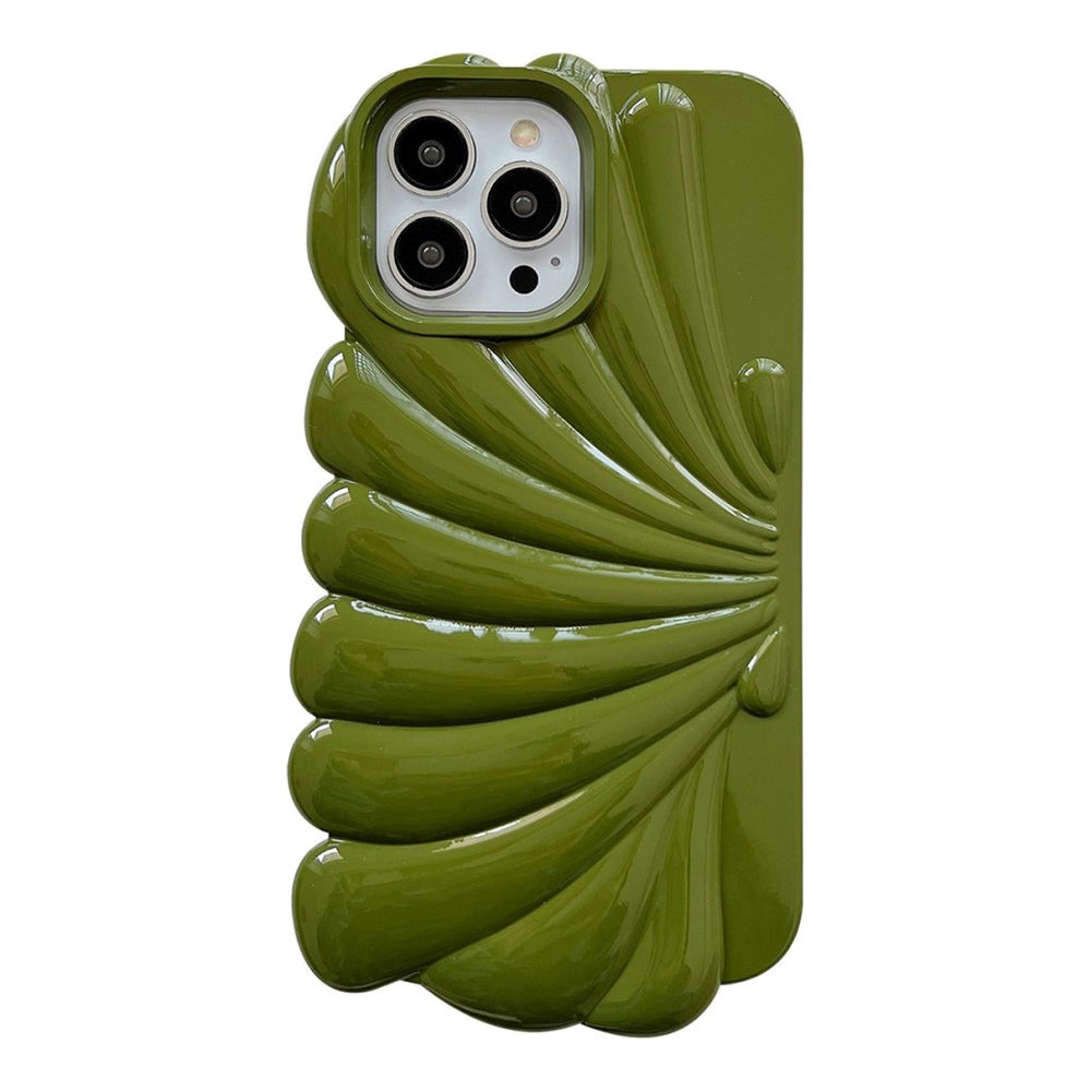 iPhone 14 Pro Fleksibelt Cover - Muslingeskal Design - Grøn